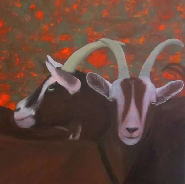 Geissen / Sagenwesen, Werk 15 von 33, 100 × 100 cm — Pia Schläppi