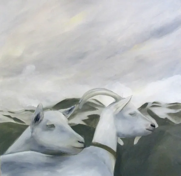 Geissen / Sagenwesen, Werk 13 von 33, 100 × 100 cm — Pia Schläppi