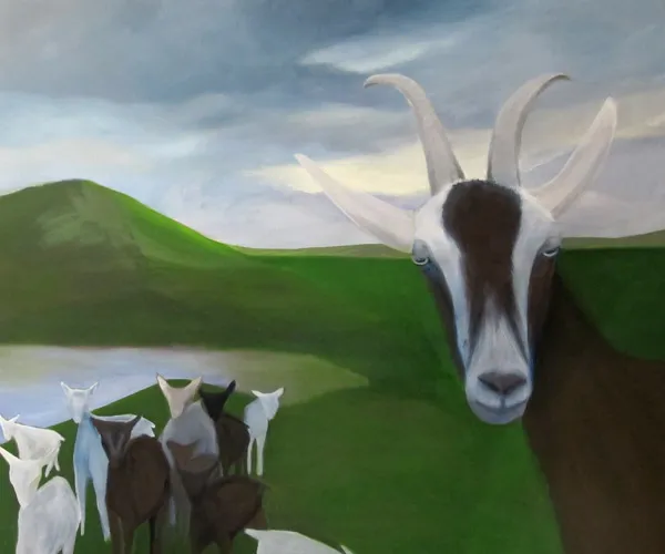 Geissen / Sagenwesen, Werk 11 von 33, 100 × 120 cm — Pia Schläppi