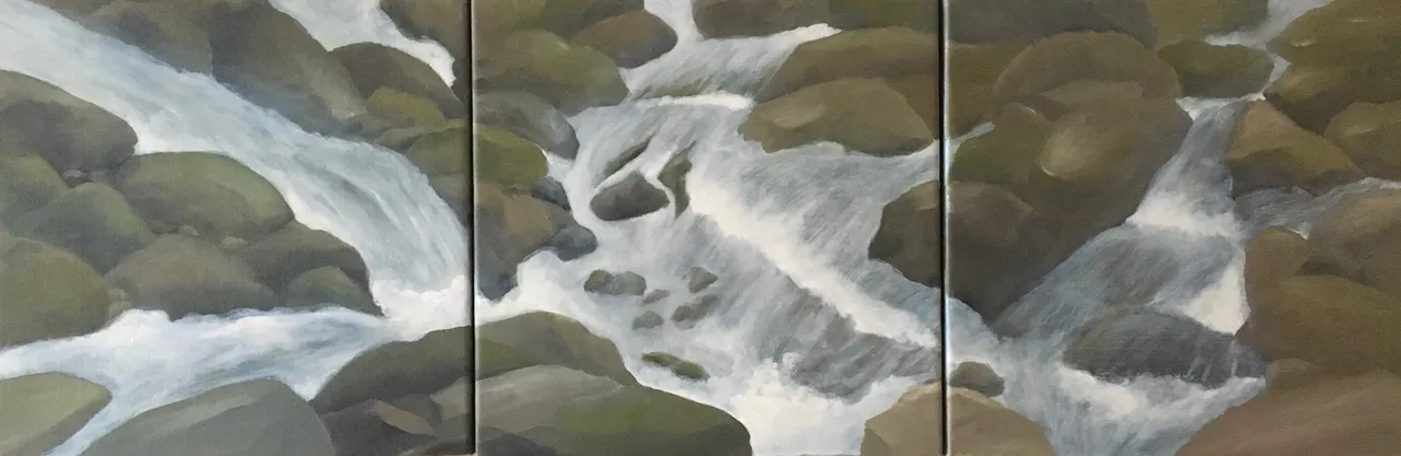 Ölbilder, Werk 30 von 31, dreiteilig, gesamt 50 × 150 cm — Pia Schläppi