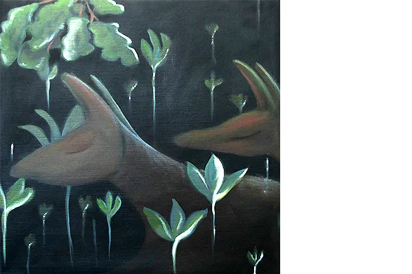 Geissen / Sagenwesen, Werk 21 von 33, 50 × 50 cm — Pia Schläppi